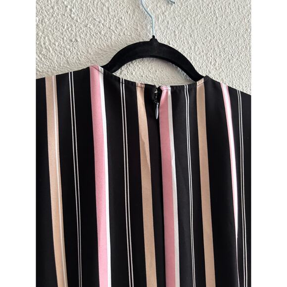 New York & Company Striped Black Pink Jumpsuit with Pockets Size Large - Picture 6 of 8